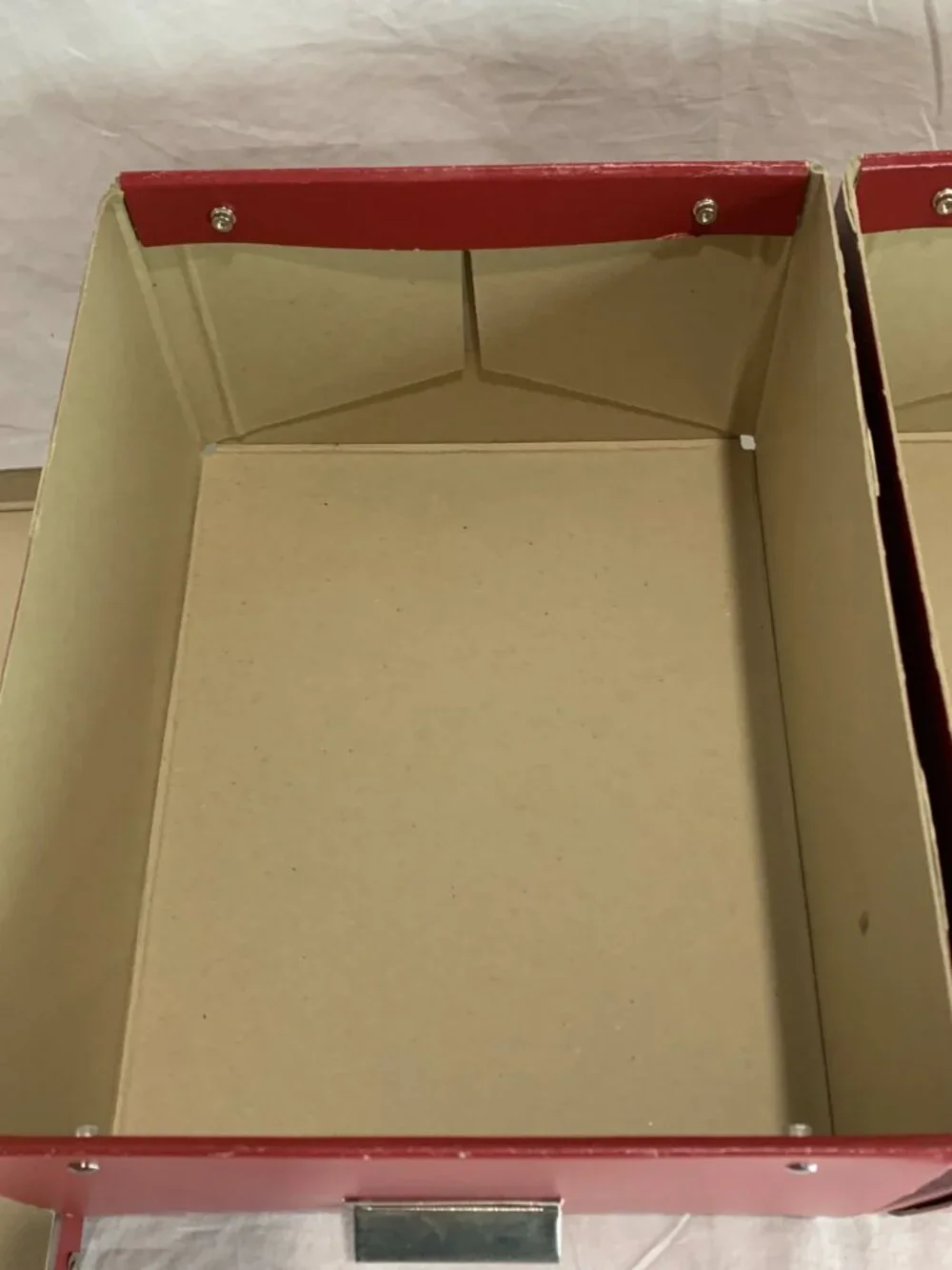 IKEA KVARNVIK Red Storage Boxes with Lids Large Organizer Metal Corner Pair